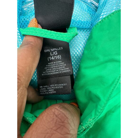 The North Face Girl's Green Basic Nylon Outdoor Hooded Zip Up Jacket Size 14/16 - Picture 3 of 15